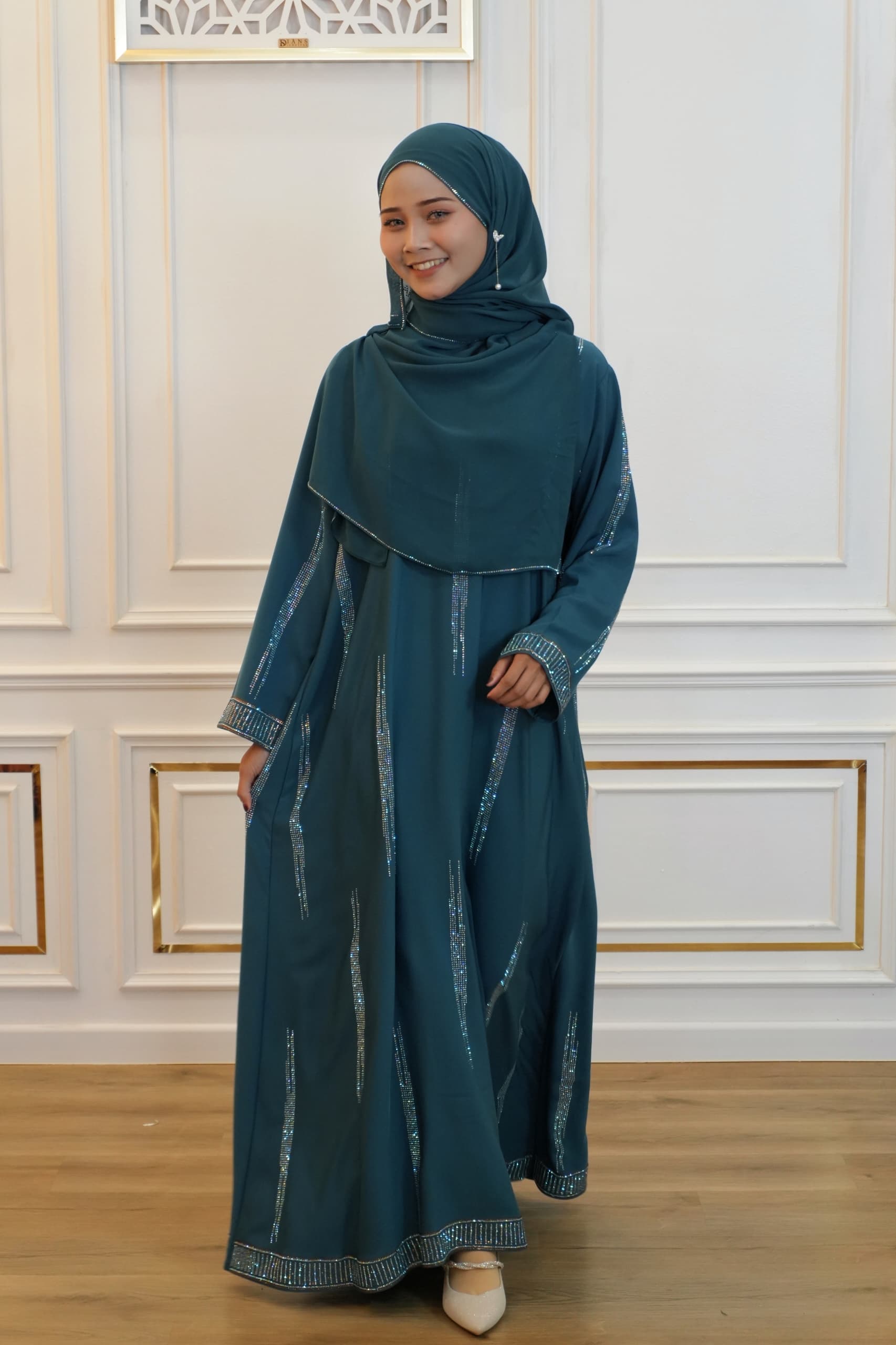 ABAYA ZIYA TEAL BLUE