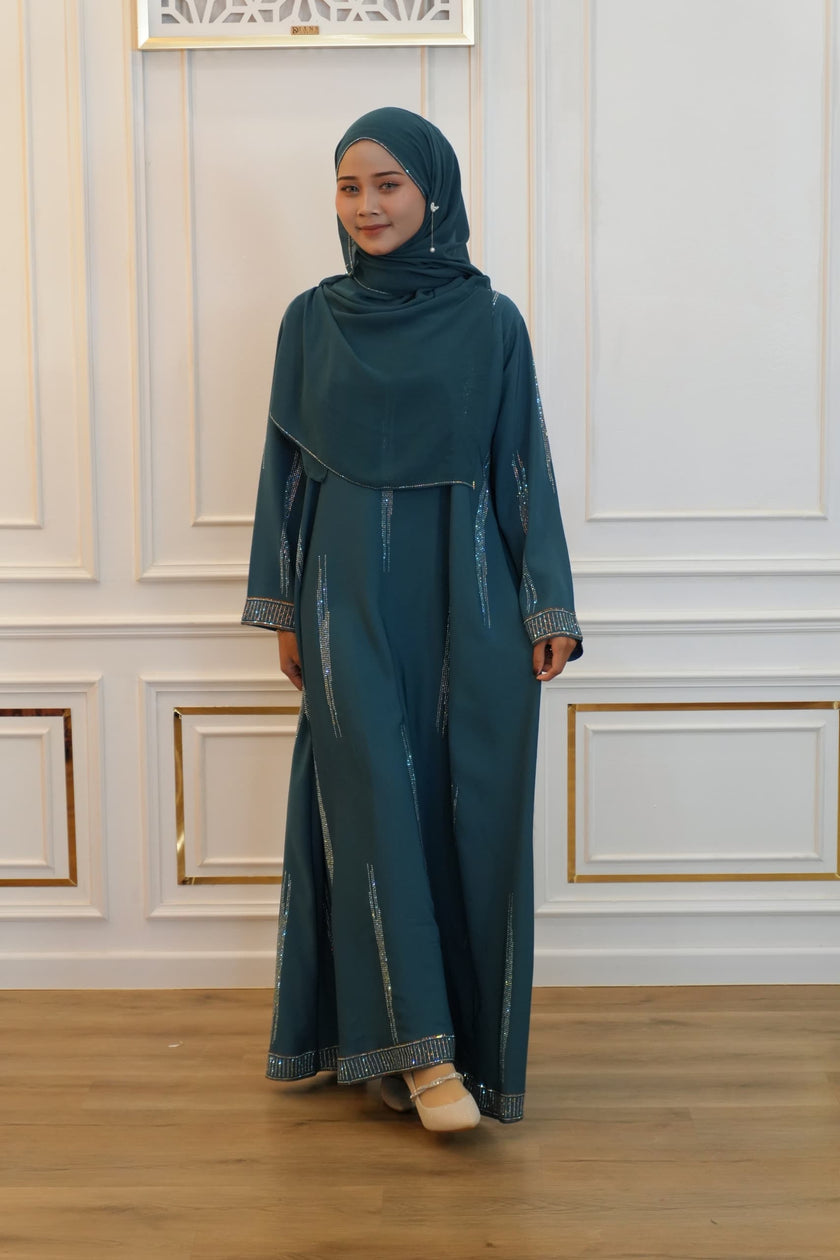 ABAYA ZIYA TEAL BLUE
