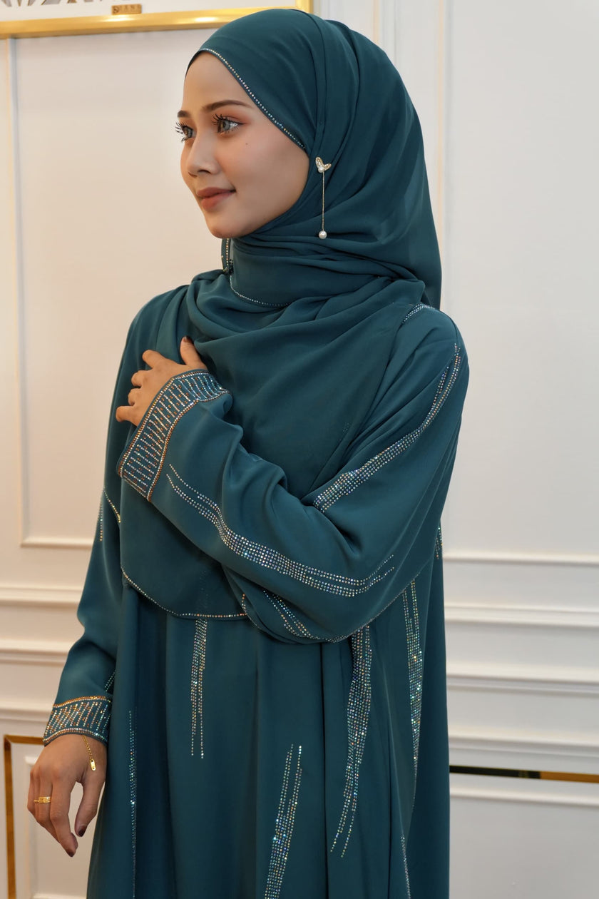 ABAYA ZIYA TEAL BLUE
