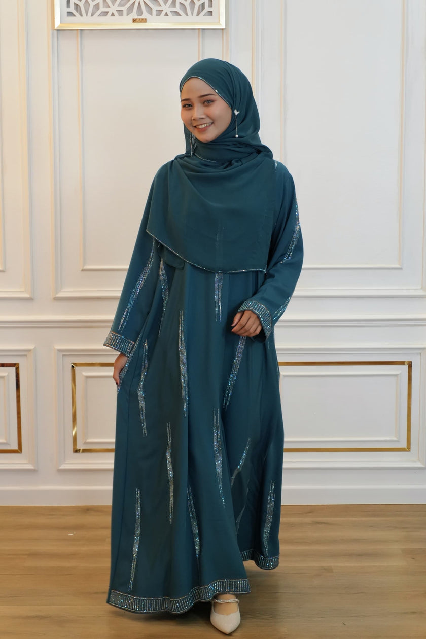 ABAYA ZIYA TEAL BLUE
