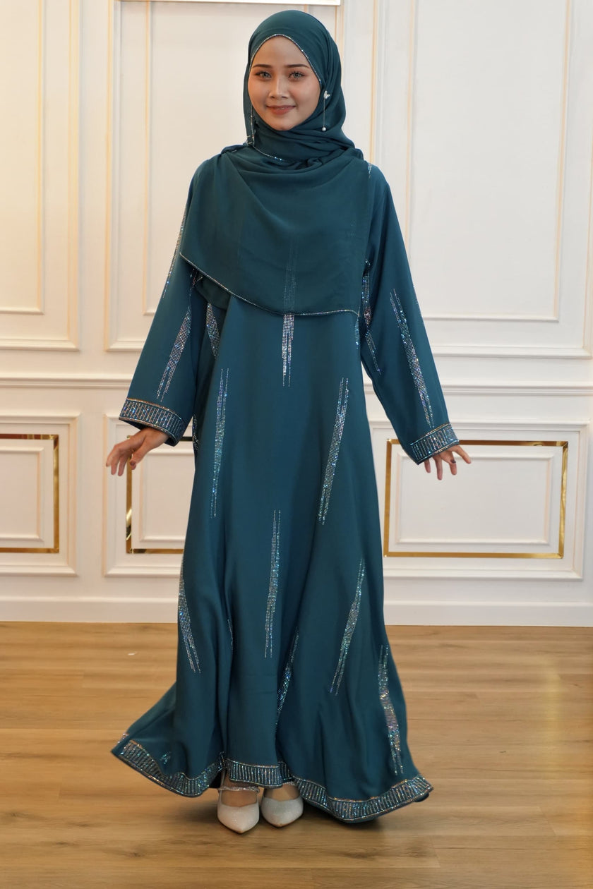 ABAYA ZIYA TEAL BLUE