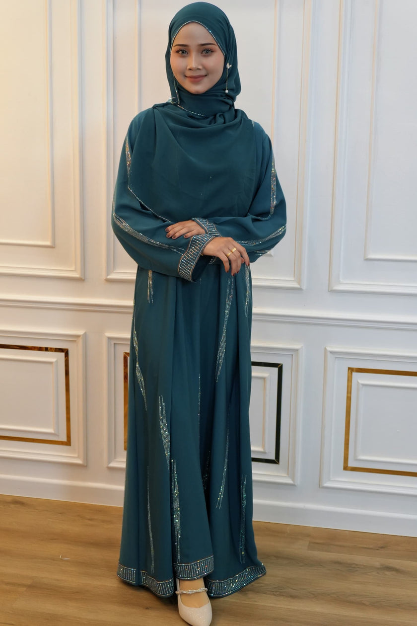 ABAYA ZIYA TEAL BLUE
